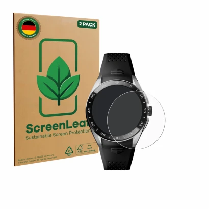 Parte frontale di una confezione del prodotto con il logo del marchio ScreenLeaf. Accanto è raffigurato il dispositivo TAG Heu