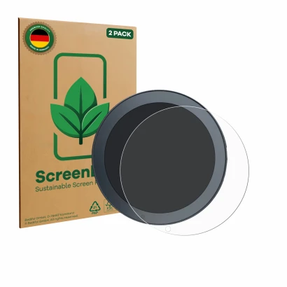Parte frontale di una confezione del prodotto con il logo del marchio ScreenLeaf. Accanto è raffigurato il dispositivo QJ Moto