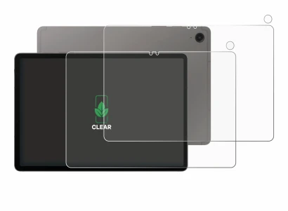 Immagine del dispositivo Samsung Galaxy Tab S9 FE (Fronte+Fotocamera) con un'ampia varietà di protezioni per lo schermo.
