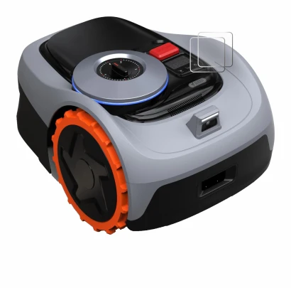 Immagine del dispositivo Navimow i105E+ con un'ampia varietà di protezioni per lo schermo.