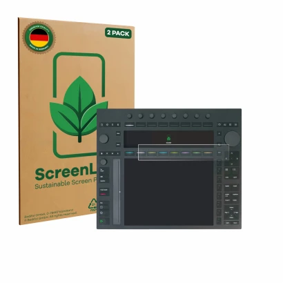 Parte frontale di una confezione del prodotto con il logo del marchio ScreenLeaf. Accanto è raffigurato il dispositivo Ableton