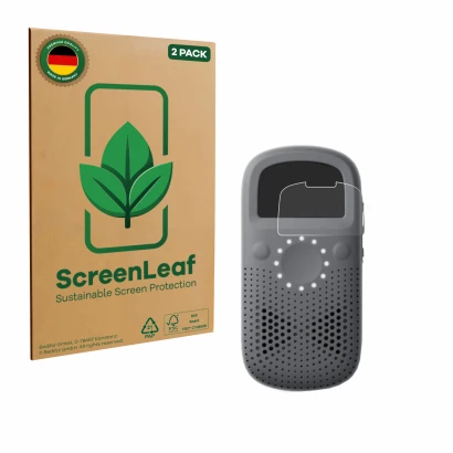 Parte frontale di una confezione del prodotto con il logo del marchio ScreenLeaf. Accanto è raffigurato il dispositivo Relay X