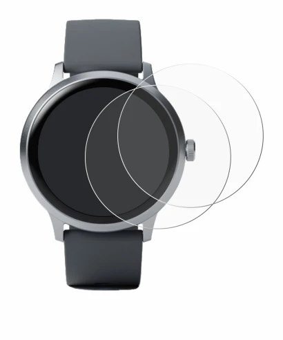 Immagine del dispositivo Pebble Round 2 con un'ampia varietà di protezioni per lo schermo.