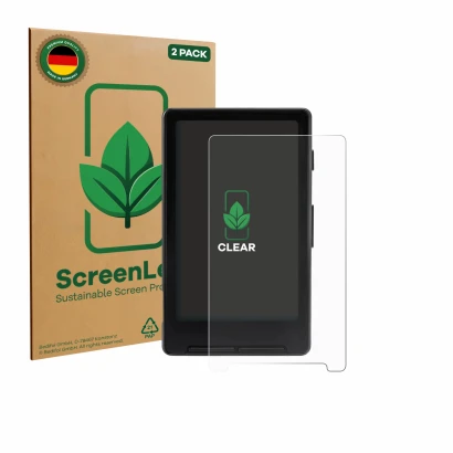 Parte frontale di una confezione del prodotto con il logo del marchio ScreenLeaf. Accanto è raffigurato il dispositivo Xteink 
