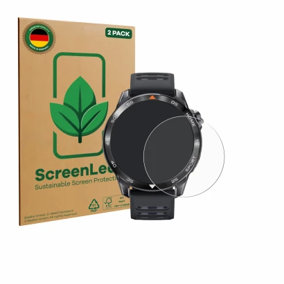Parte frontale di una confezione del prodotto con il logo del marchio ScreenLeaf. Accanto è raffigurato il dispositivo Xiaomi 