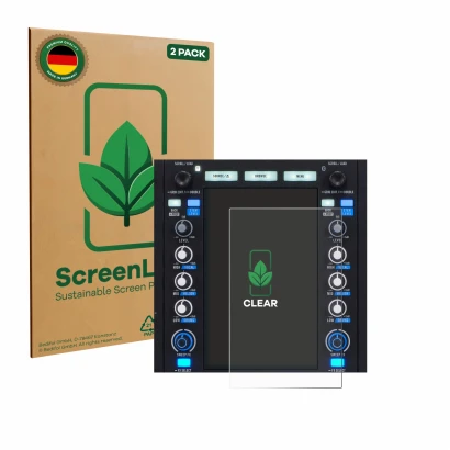 Parte frontale di una confezione del prodotto con il logo del marchio ScreenLeaf. Accanto è raffigurato il dispositivo Rane Sy