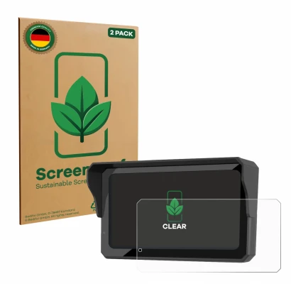 Parte frontale di una confezione del prodotto con il logo del marchio ScreenLeaf. Accanto è raffigurato il dispositivo Carpuri