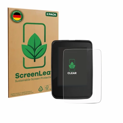 Parte frontale di una confezione del prodotto con il logo del marchio ScreenLeaf. Accanto è raffigurato il dispositivo Giant R