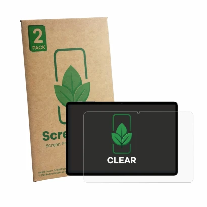 Parte frontale di una confezione del prodotto con il logo del marchio ScreenLeaf. Accanto è raffigurato il dispositivo Teclast