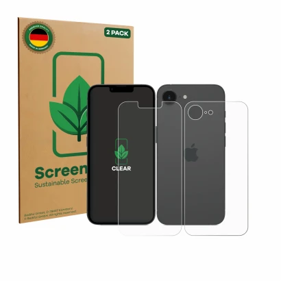 Parte frontale di una confezione del prodotto con il logo del marchio ScreenLeaf. Accanto è raffigurato il dispositivo Apple i