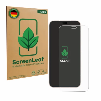Parte frontale di una confezione del prodotto con il logo del marchio ScreenLeaf. Accanto è raffigurato il dispositivo Honor 6