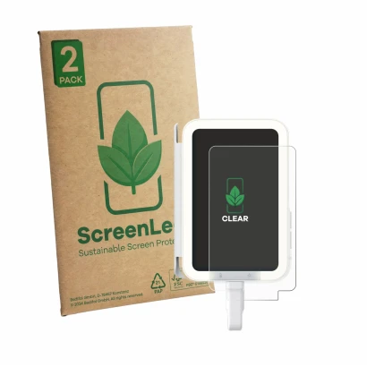 Parte frontale di una confezione del prodotto con il logo del marchio ScreenLeaf. Accanto è raffigurato il dispositivo Insta36