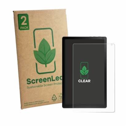Parte frontale di una confezione del prodotto con il logo del marchio ScreenLeaf. Accanto è raffigurato il dispositivo Yicty K