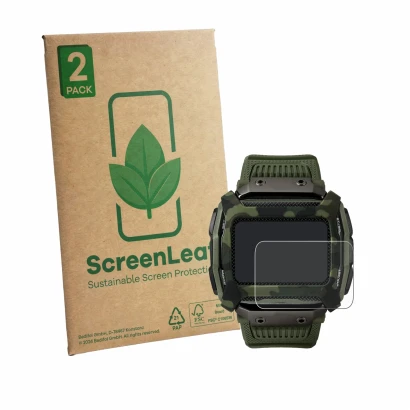 Parte frontale di una confezione del prodotto con il logo del marchio ScreenLeaf. Accanto è raffigurato il dispositivo Timex C