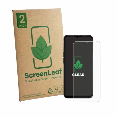Parte frontale di una confezione del prodotto con il logo del marchio ScreenLeaf. Accanto è raffigurato il dispositivo Blackvi