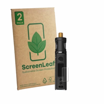 Parte frontale di una confezione del prodotto con il logo del marchio ScreenLeaf. Accanto è raffigurato il dispositivo Innokin