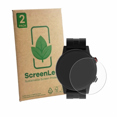 Parte frontale di una confezione del prodotto con il logo del marchio ScreenLeaf. Accanto è raffigurato il dispositivo James R