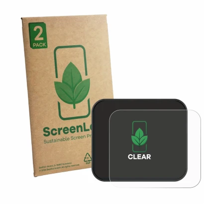 Parte frontale di una confezione del prodotto con il logo del marchio ScreenLeaf. Accanto è raffigurato il dispositivo Saphe T