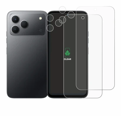 Immagine del dispositivo Tecno Spark 50 4G (Fronte+Fotocamera) con un'ampia varietà di protezioni per lo schermo.