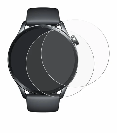 Immagine del dispositivo Xiaomi Watch S5 con un'ampia varietà di protezioni per lo schermo.