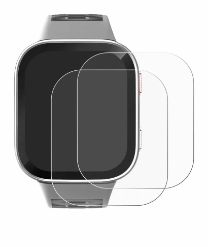 Immagine del dispositivo Amazfit Bip Max con un'ampia varietà di protezioni per lo schermo.