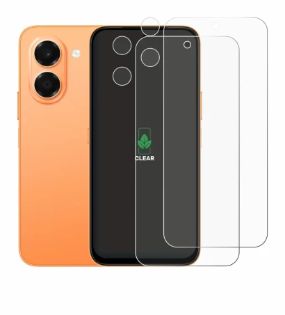 Immagine del dispositivo Honor X7e (Fronte+Fotocamera) con un'ampia varietà di protezioni per lo schermo.