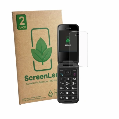 Parte frontale di una confezione del prodotto con il logo del marchio ScreenLeaf. Accanto è raffigurato il dispositivo Panason