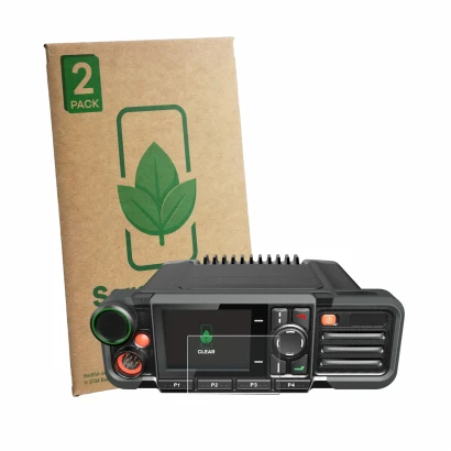 Parte frontale di una confezione del prodotto con il logo del marchio ScreenLeaf. Accanto è raffigurato il dispositivo Hytera 
