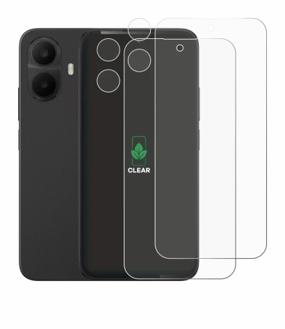 Immagine del dispositivo TCL K70 4G (Fronte+Fotocamera) con un'ampia varietà di protezioni per lo schermo.