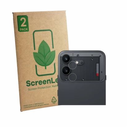 Parte frontale di una confezione del prodotto con il logo del marchio ScreenLeaf. Accanto è raffigurato il dispositivo Nothing