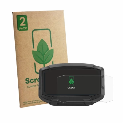Parte frontale di una confezione del prodotto con il logo del marchio ScreenLeaf. Accanto è raffigurato il dispositivo Ausom L