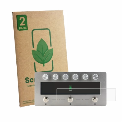 Parte frontale di una confezione del prodotto con il logo del marchio ScreenLeaf. Accanto è raffigurato il dispositivo Darkgla