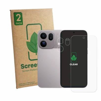 Parte frontale di una confezione del prodotto con il logo del marchio ScreenLeaf. Accanto è raffigurato il dispositivo Oppo Fi
