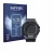 Parte frontale di una confezione del prodotto con il logo del marchio Savvies. Accanto è raffigurato il dispositivo Casio G-Sh