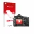 Parte frontale di una confezione del prodotto con il logo del marchio upscreen. Accanto è raffigurato il dispositivo Pentax K2