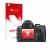 Parte frontale di una confezione del prodotto con il logo del marchio upscreen. Accanto è raffigurato il dispositivo Nikon D60