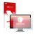 Parte frontale di una confezione del prodotto con il logo del marchio upscreen. Accanto è raffigurato il dispositivo con la re