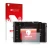 Parte frontale di una confezione del prodotto con il logo del marchio upscreen. Accanto è raffigurato il dispositivo Leica Q (