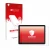 Parte frontale di una confezione del prodotto con il logo del marchio upscreen. Accanto è raffigurato il dispositivo Microsoft