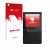 Parte frontale di una confezione del prodotto con il logo del marchio upscreen. Accanto è raffigurato il dispositivo Analogue 