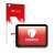 Parte frontale di una confezione del prodotto con il logo del marchio upscreen. Accanto è raffigurato il dispositivo Zebra ET8