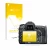 Parte frontale di una confezione del prodotto con il logo del marchio upscreen. Accanto è raffigurato il dispositivo Nikon D71