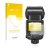 Parte frontale di una confezione del prodotto con il logo del marchio upscreen. Accanto è raffigurato il dispositivo Nikon SB-