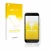 Parte frontale di una confezione del prodotto con il logo del marchio upscreen. Accanto è raffigurato il dispositivo Samsung G