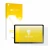 Parte frontale di una confezione del prodotto con il logo del marchio upscreen. Accanto è raffigurato il dispositivo HMD T21 c