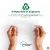 Informazioni sul materiale di supporto riciclato, composto al 100% da PET PCR riciclato. In basso è visibile il logo del "Glob