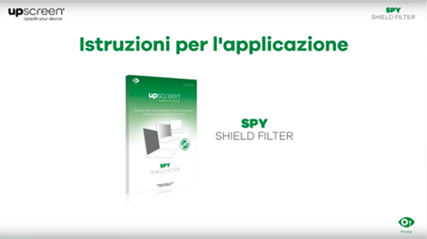 Montaggio di un filtro privacy upscreen su un notebook – applicazione passo dopo passo del filtro Spy Shield.